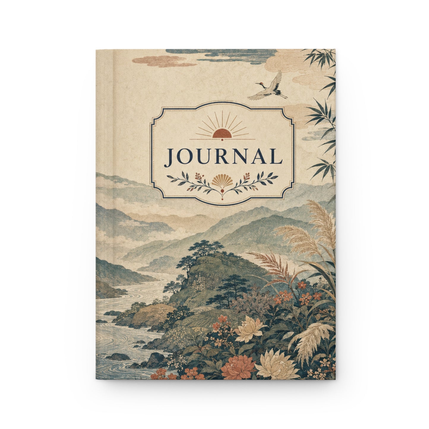Vintage Mountain Journal — Hardcover Matte Notebook with Scenic Sunrise Design