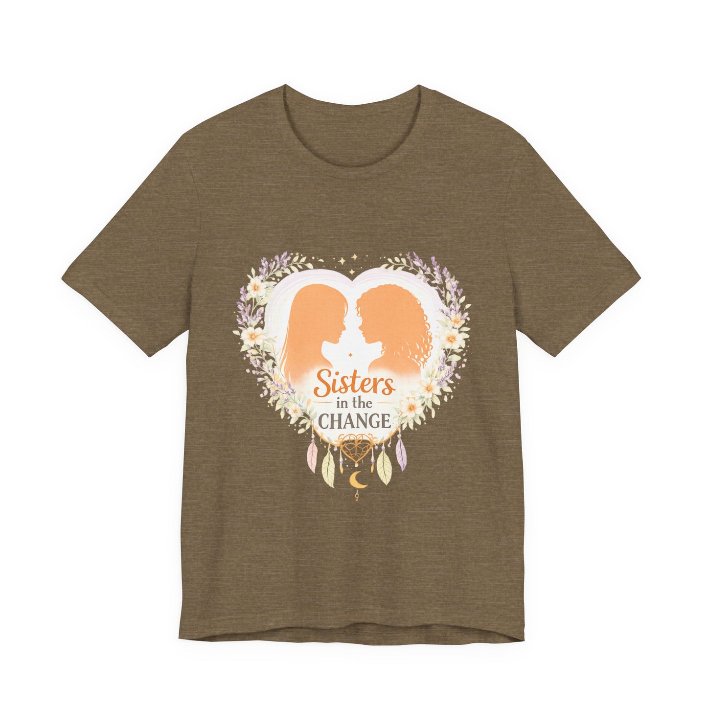 Sisters in the Change T-Shirt — Heart Silhouette Sisterhood Tee, Menopause Support Shirt
