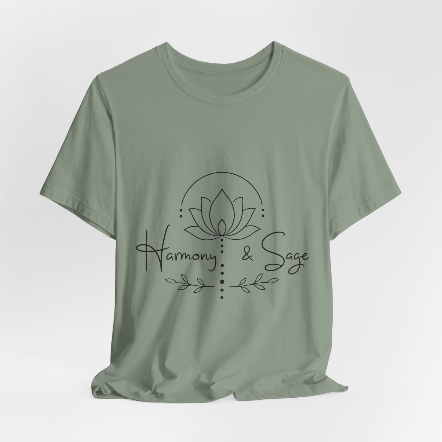 Harmony & Sage Tee — Lotus Graphic Mindful T-Shirt ("Created with Intention, Inspired by Nature")