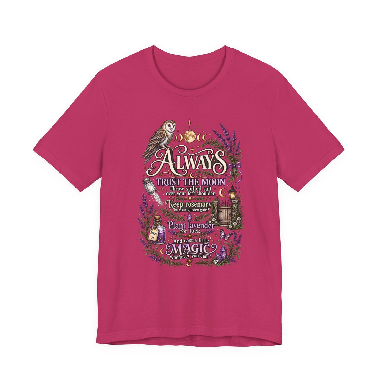 Magic & Moonlight T‑Shirt — "Always Believe There Is Magic" Lavender Owl Graphic Tee