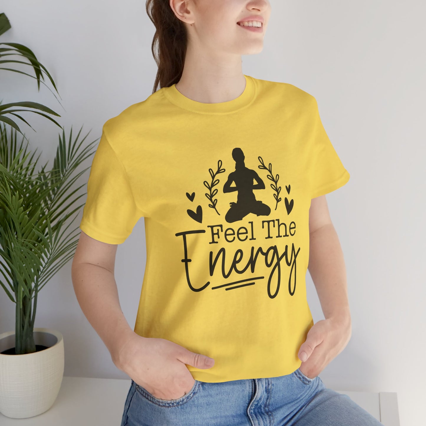 Feel the Energy Unisex Jersey Short Sleeve Tee, Yoga Shirt, Mindfulness Tee, Meditation T-Shirt, Gift for Wellness Lovers