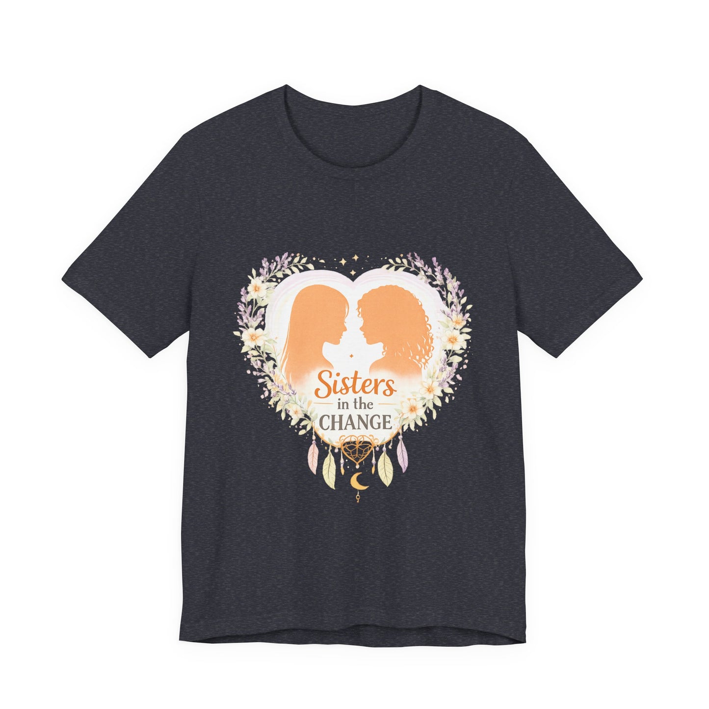 Sisters in the Change T-Shirt — Heart Silhouette Sisterhood Tee, Menopause Support Shirt