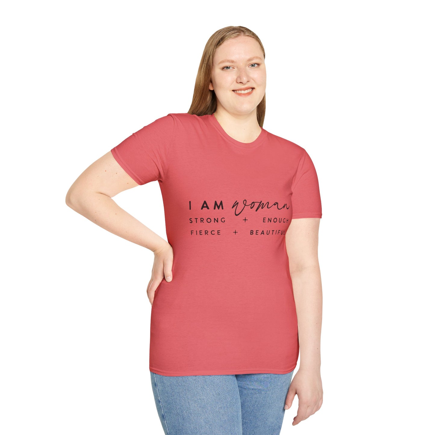 Empowering Woman T-Shirt | I Am Woman Strong + Fierce + Beautiful | Gift for Her, Feminist Apparel, Casual Wear, Motivational Tee