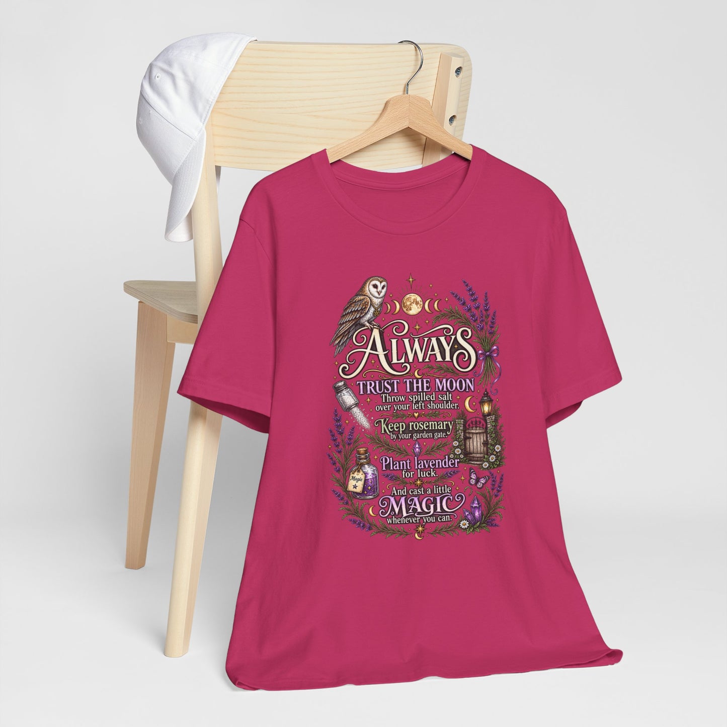 Magic & Moonlight T‑Shirt — "Always Believe There Is Magic" Lavender Owl Graphic Tee