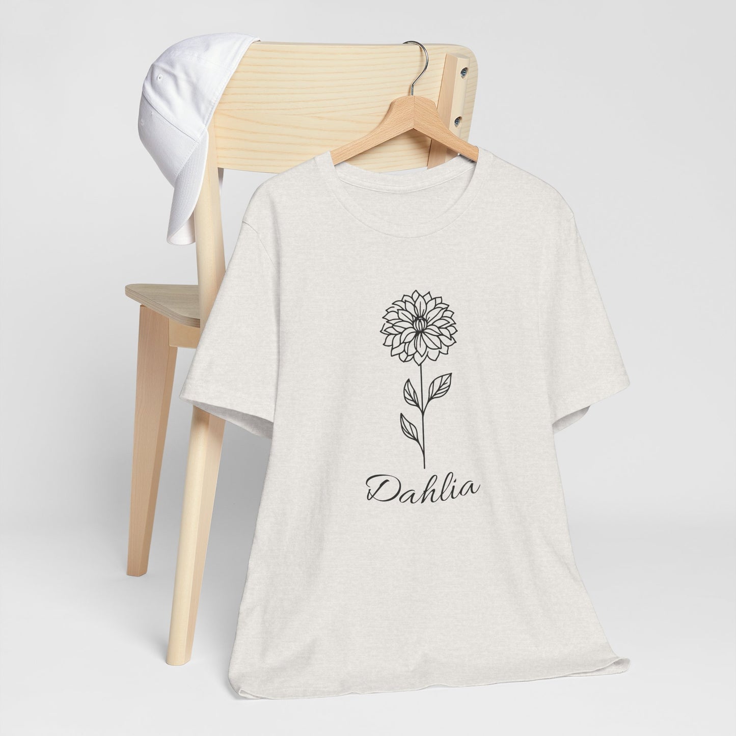 Floral Graphic Tee: Hand-Drawn Dahlia T-Shirt, Nature Lover Gift, Casual Wear, Spring Fashion, Botanical Art Style
