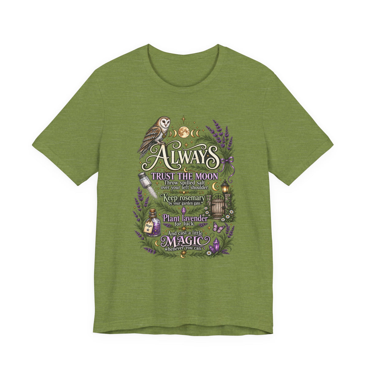 Magic & Moonlight T‑Shirt — "Always Believe There Is Magic" Lavender Owl Graphic Tee