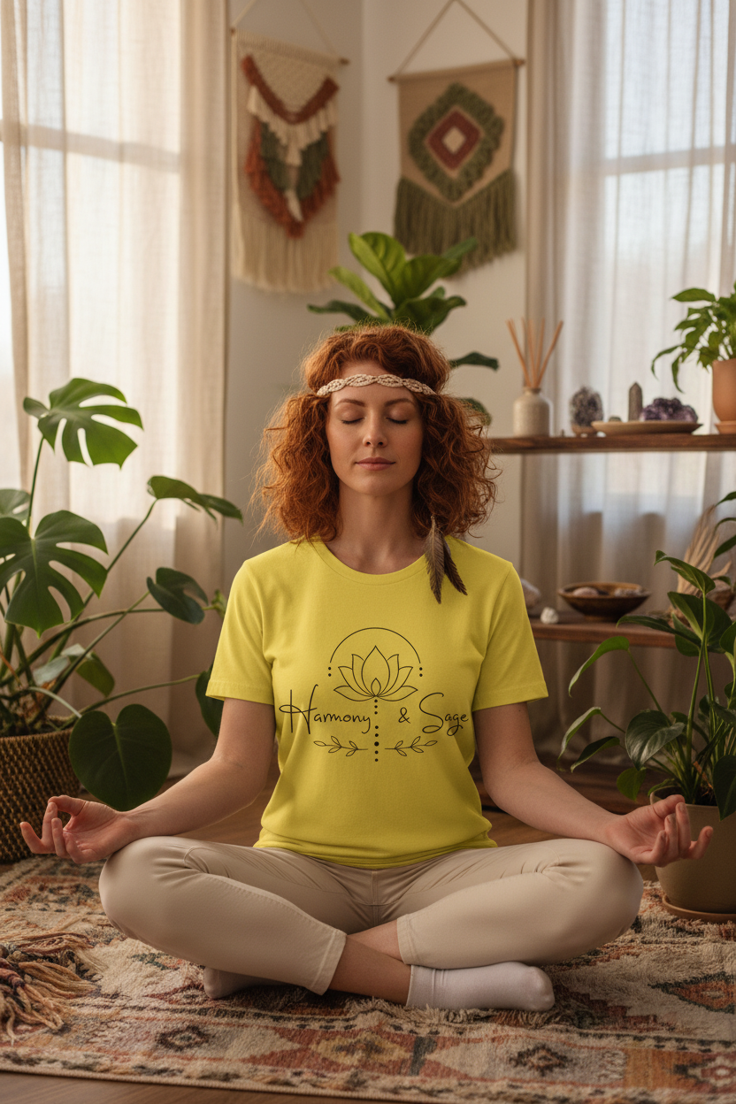 Harmony & Sage Tee — Lotus Graphic Mindful T-Shirt ("Created with Intention, Inspired by Nature")