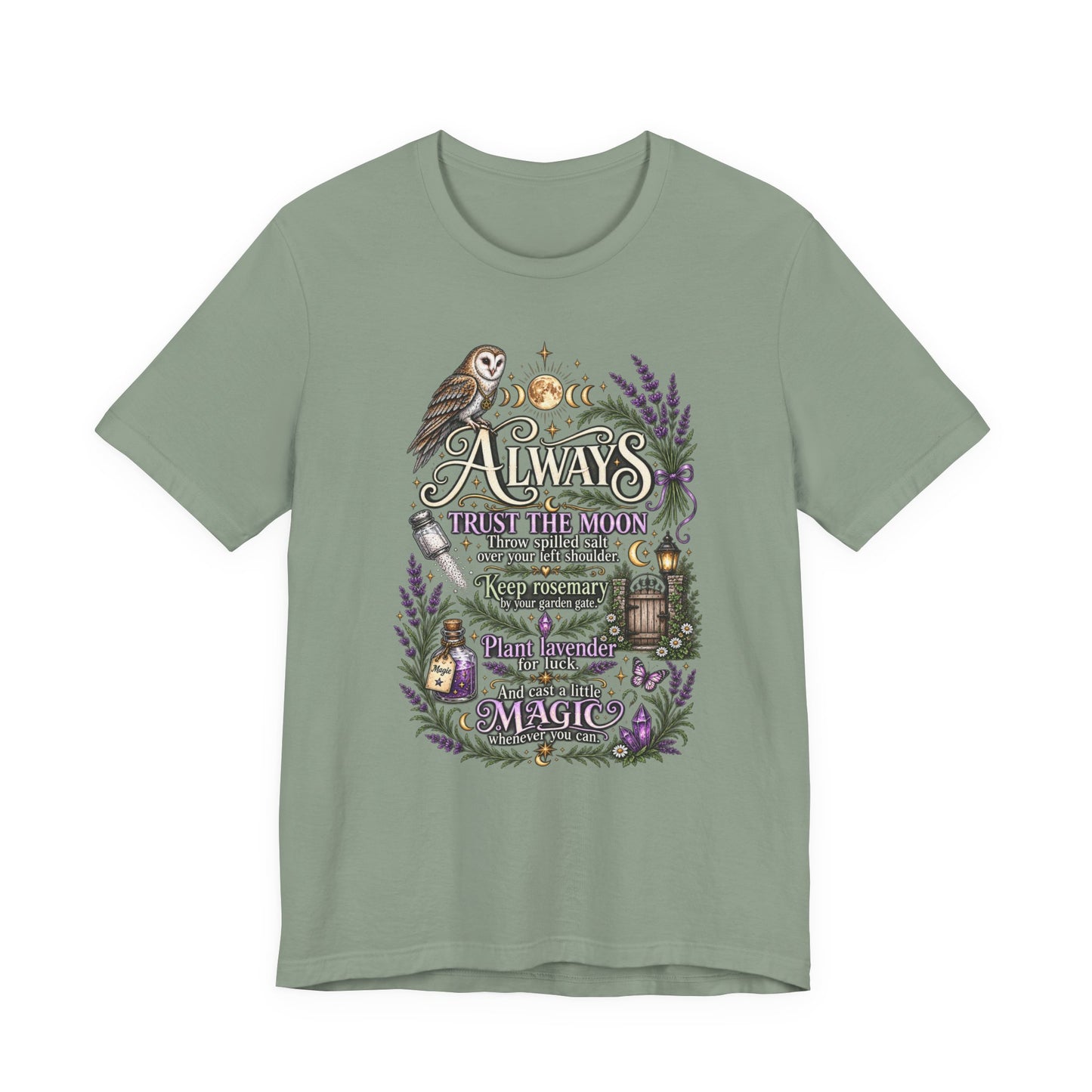 Magic & Moonlight T‑Shirt — "Always Believe There Is Magic" Lavender Owl Graphic Tee
