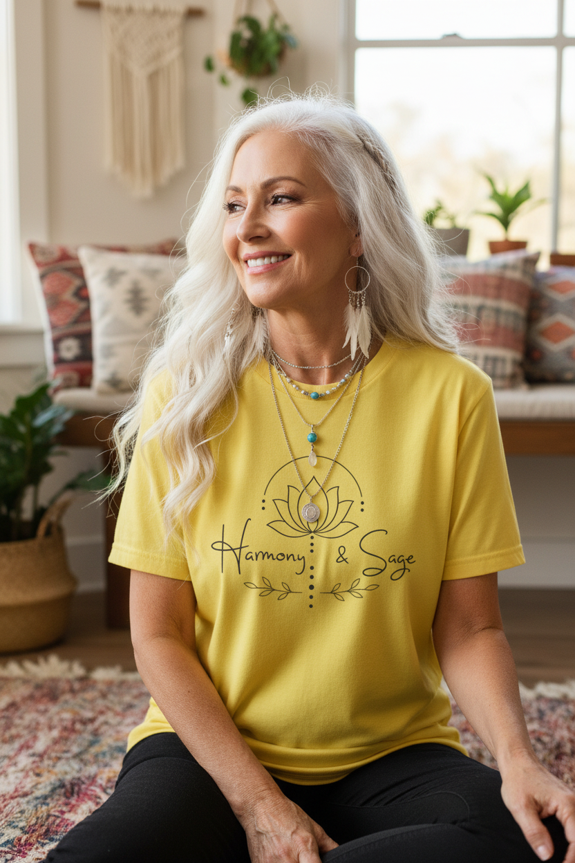 Harmony & Sage Lotus Tee — Minimal Wellness Graphic T-Shirt