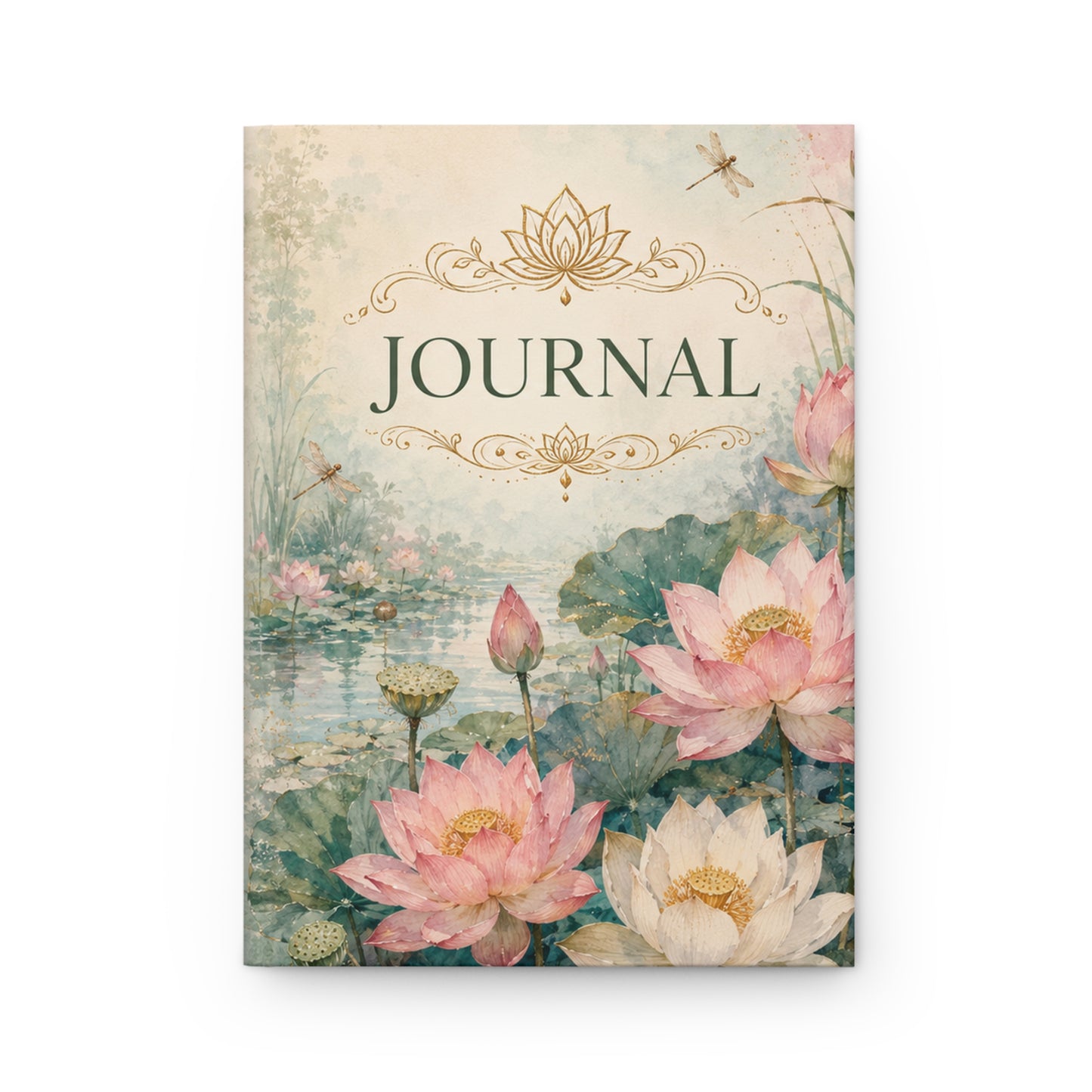 Lotus Watercolor Hardcover Journal — Floral Sunrise Meditation Notebook