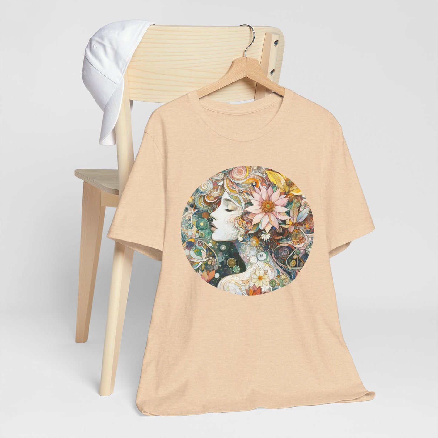 Bohemian Floral Short Sleeve Tee, Relaxed Fit T-Shirt for Women, Cute Gift for Her, Summer Fashion, Casual Vibe Top