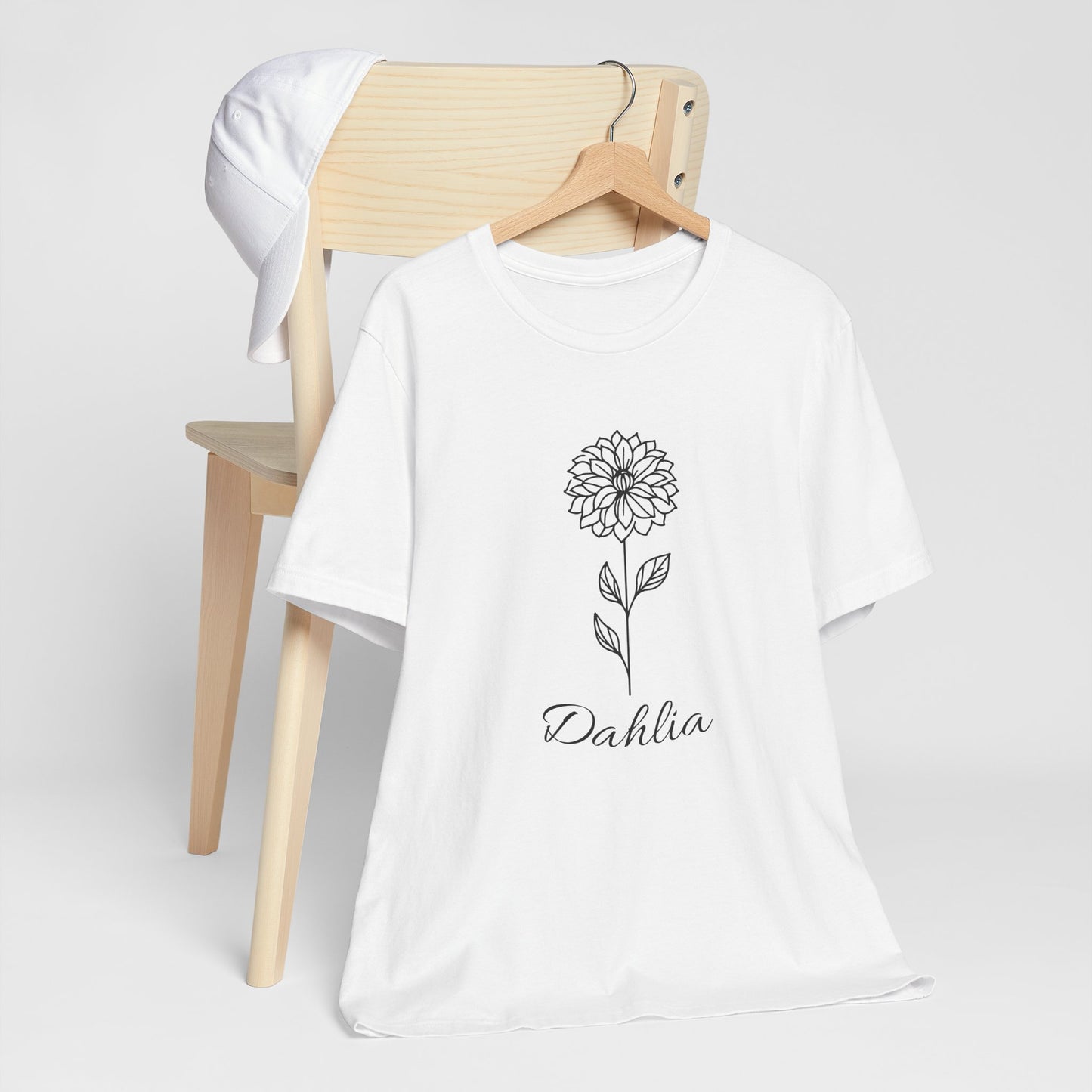 Floral Graphic Tee: Hand-Drawn Dahlia T-Shirt, Nature Lover Gift, Casual Wear, Spring Fashion, Botanical Art Style