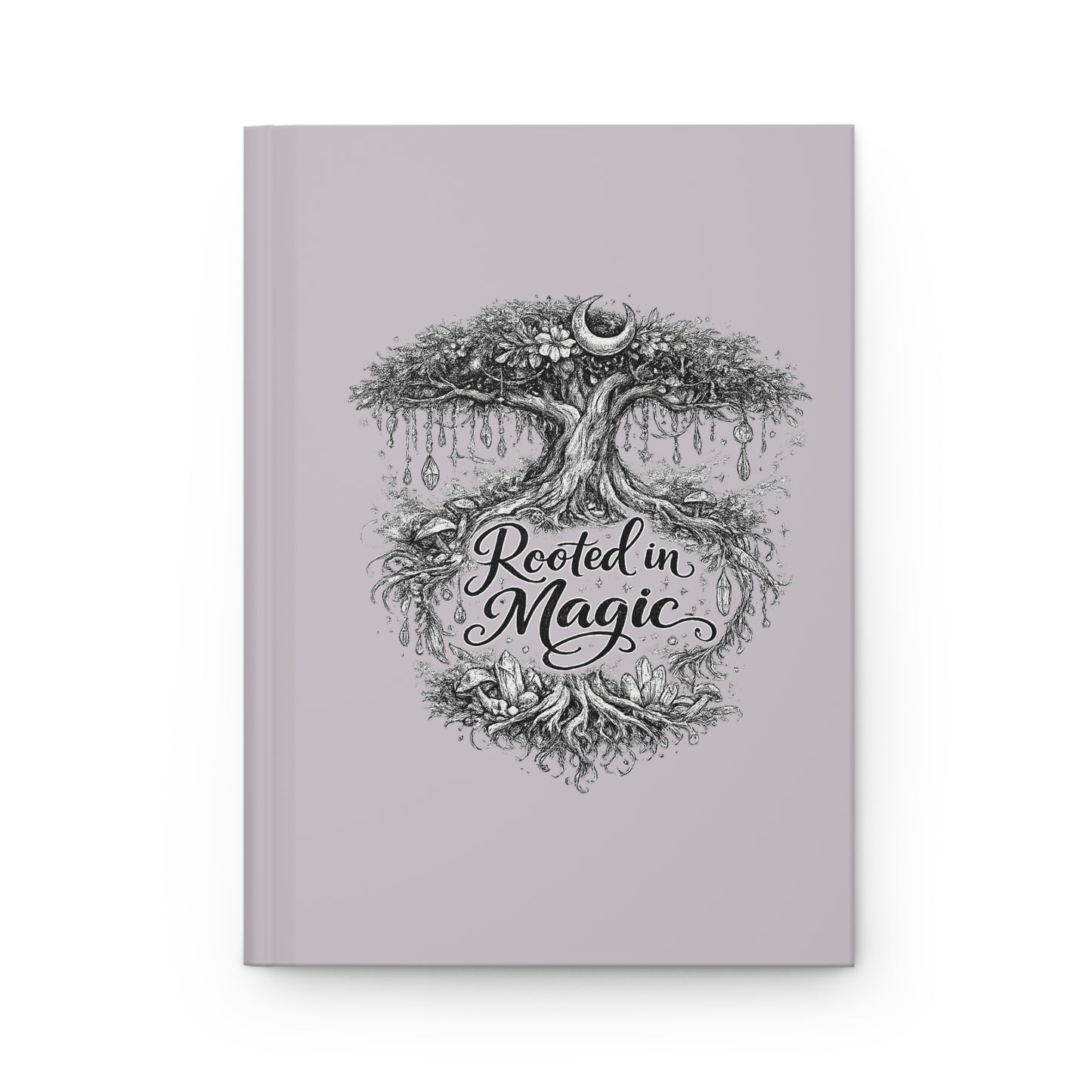 Hardcover Journal — "Rooted in Magic" Tree & Moon Spiritual Notebook
