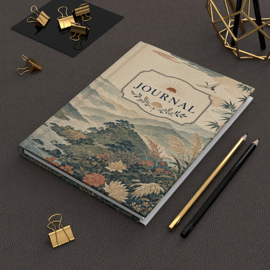 Vintage Mountain Journal — Hardcover Matte Notebook with Scenic Sunrise Design