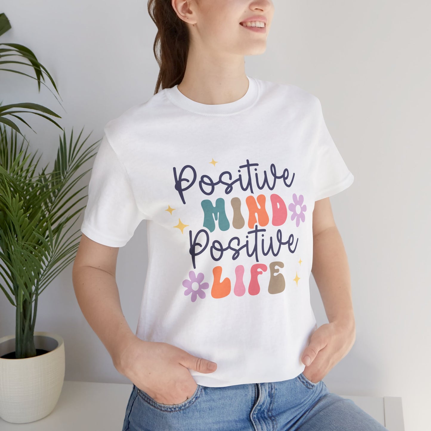 Positive Mind Positive Life Tee, Motivational T-Shirt, Casual Wear, Gift Idea, Self-Care Apparel, Positive Vibes