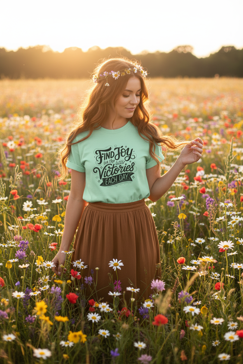Joyful Victory Tee - Inspirational T-Shirt, Motivational Shirt, Positive Affirmation Top, Gift for Friends, Self-Care Apparel