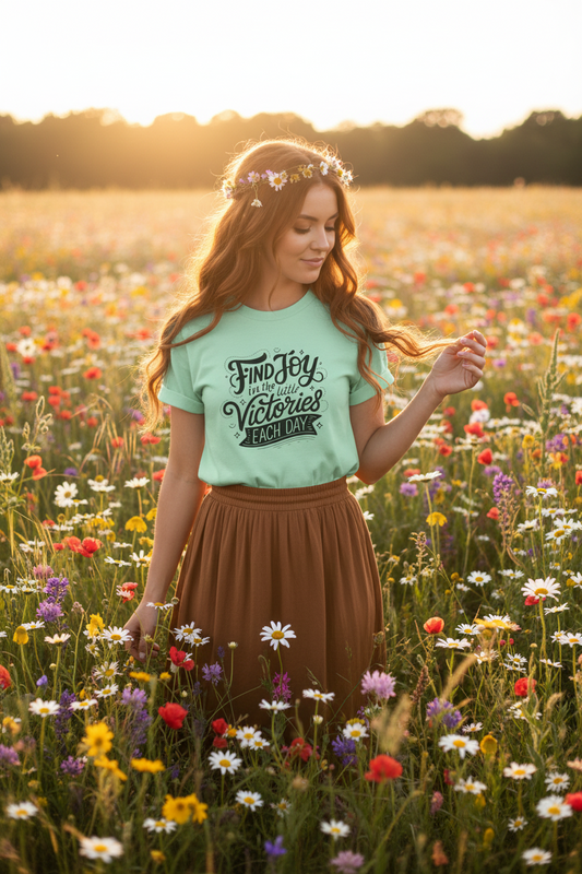 Joyful Victory Tee - Inspirational T-Shirt, Motivational Shirt, Positive Affirmation Top, Gift for Friends, Self-Care Apparel
