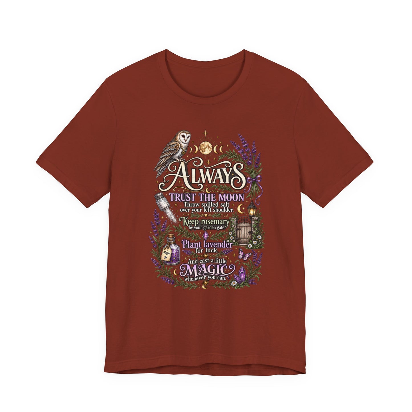 Magic & Moonlight T‑Shirt — "Always Believe There Is Magic" Lavender Owl Graphic Tee