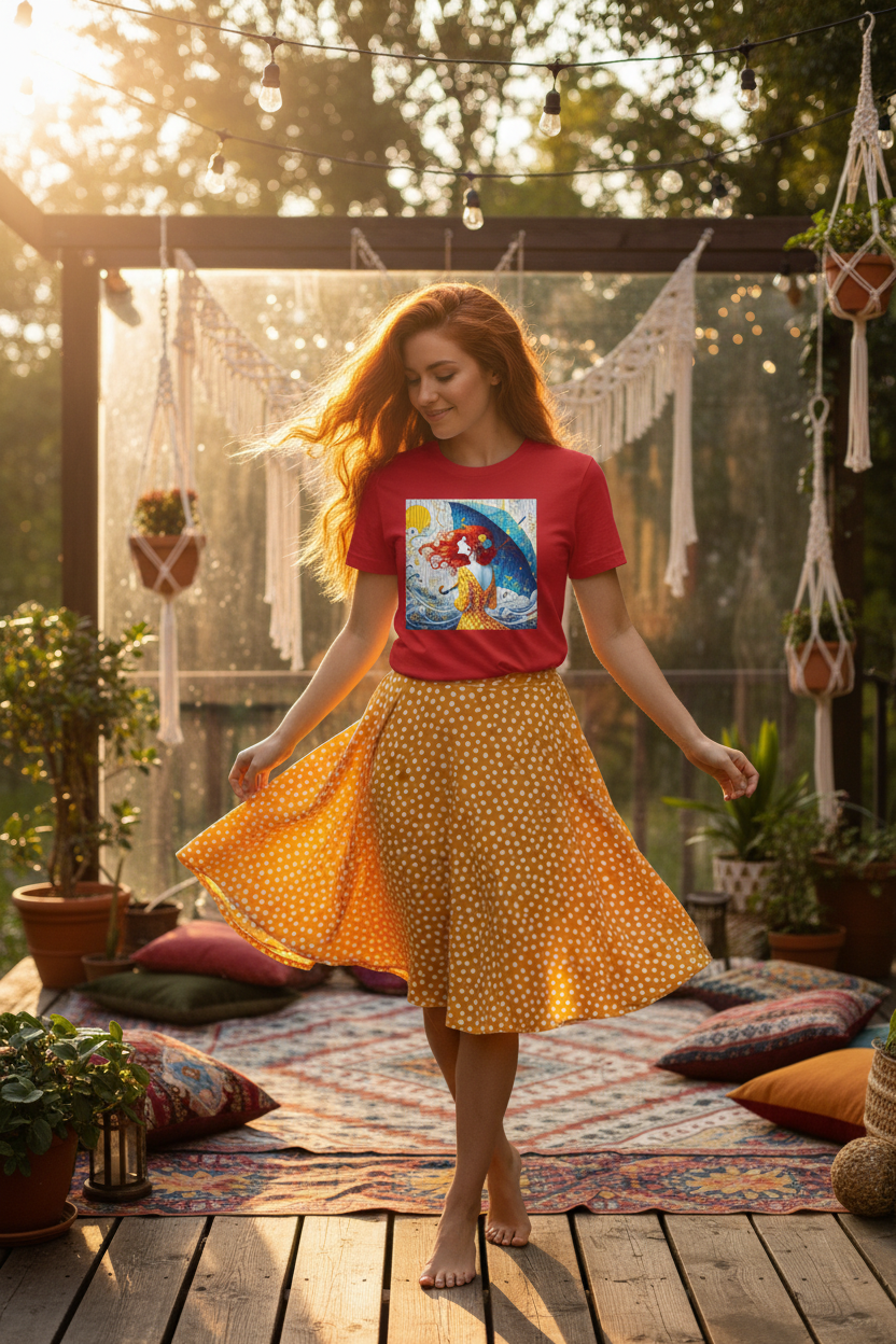 Whimsical Art Tee, Fun Graphic Shirt, Summer Vibes, Beach Day Apparel, Women's T-Shirt, Gift for Art Lovers