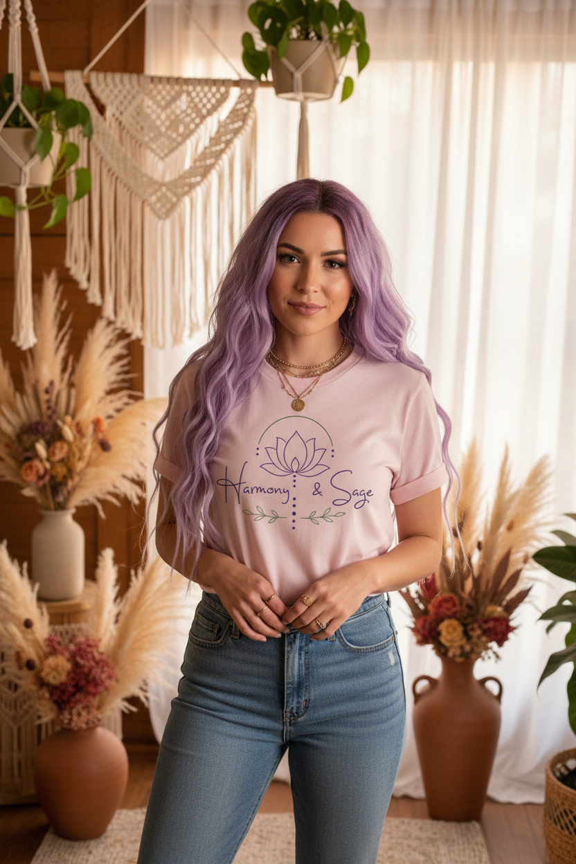 Harmony & Sage Lotus Tee — Minimal Wellness Graphic T-Shirt