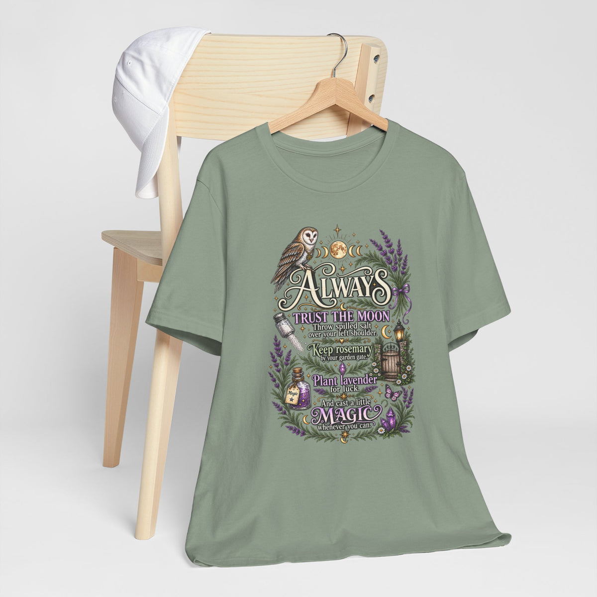 Magic & Moonlight T‑Shirt — "Always Believe There Is Magic" Lavender Owl Graphic Tee