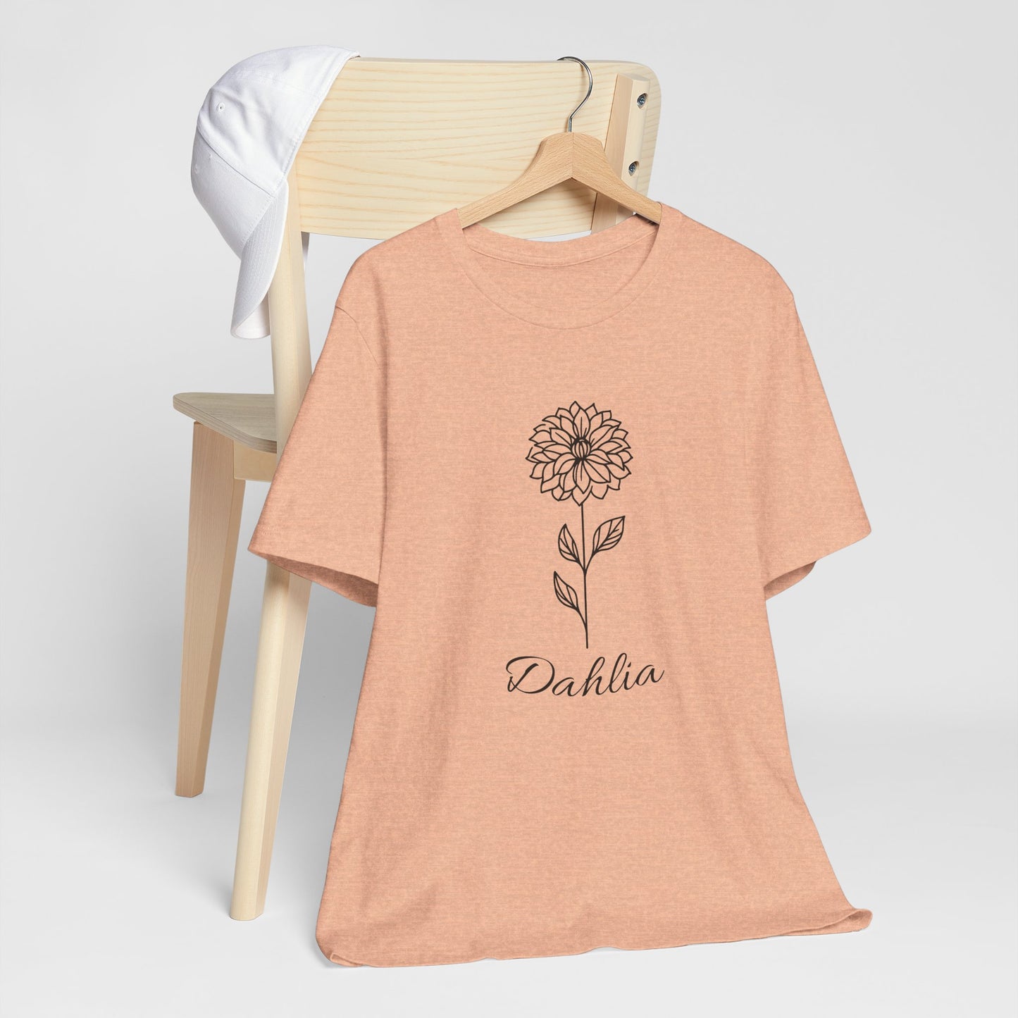 Floral Graphic Tee: Hand-Drawn Dahlia T-Shirt, Nature Lover Gift, Casual Wear, Spring Fashion, Botanical Art Style