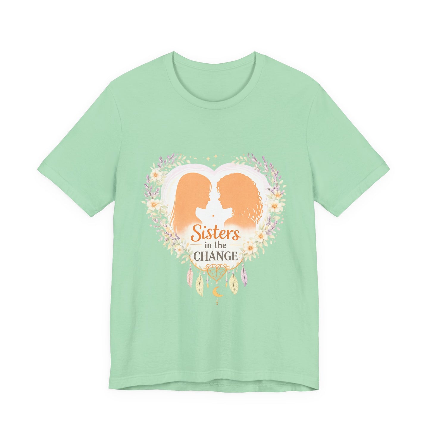 Sisters in the Change T-Shirt — Heart Silhouette Sisterhood Tee, Menopause Support Shirt