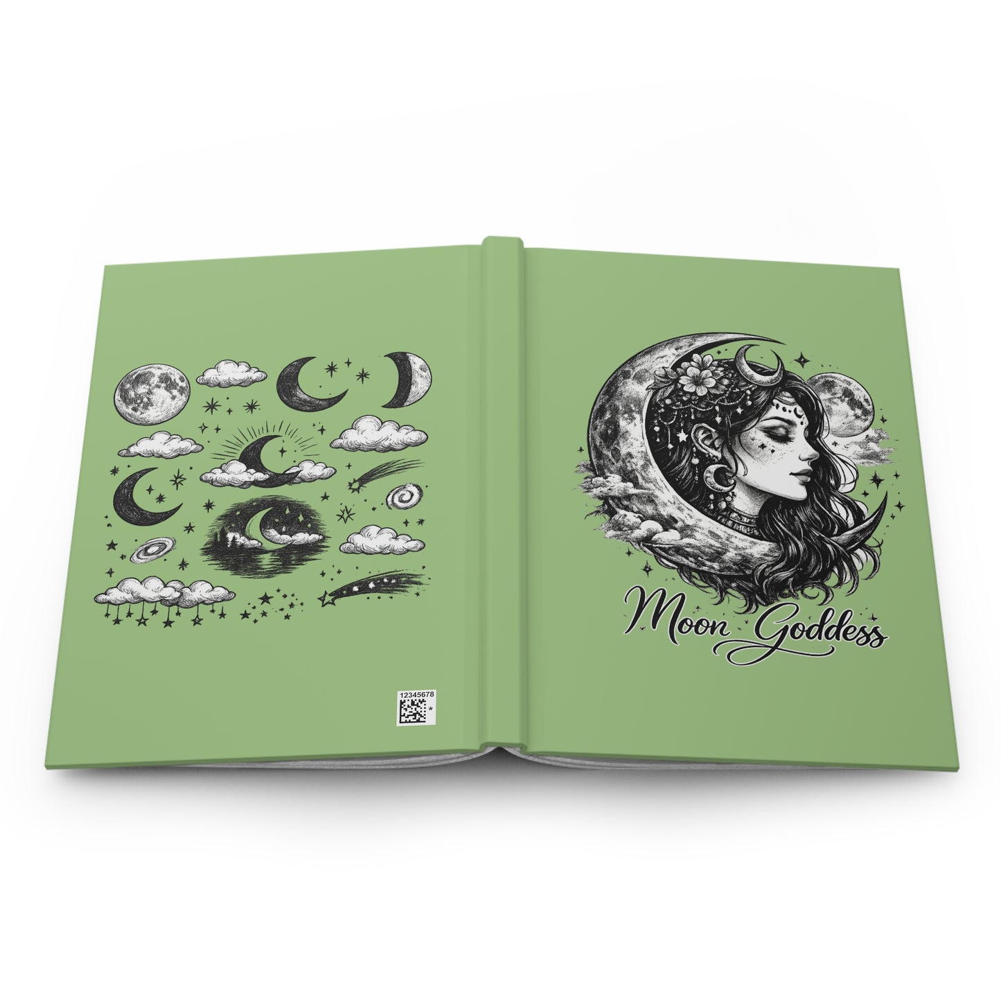 Moon Goddess Hardcover Journal – Celestial Moon Phase Notebook for Witches & Spiritual Journaling
