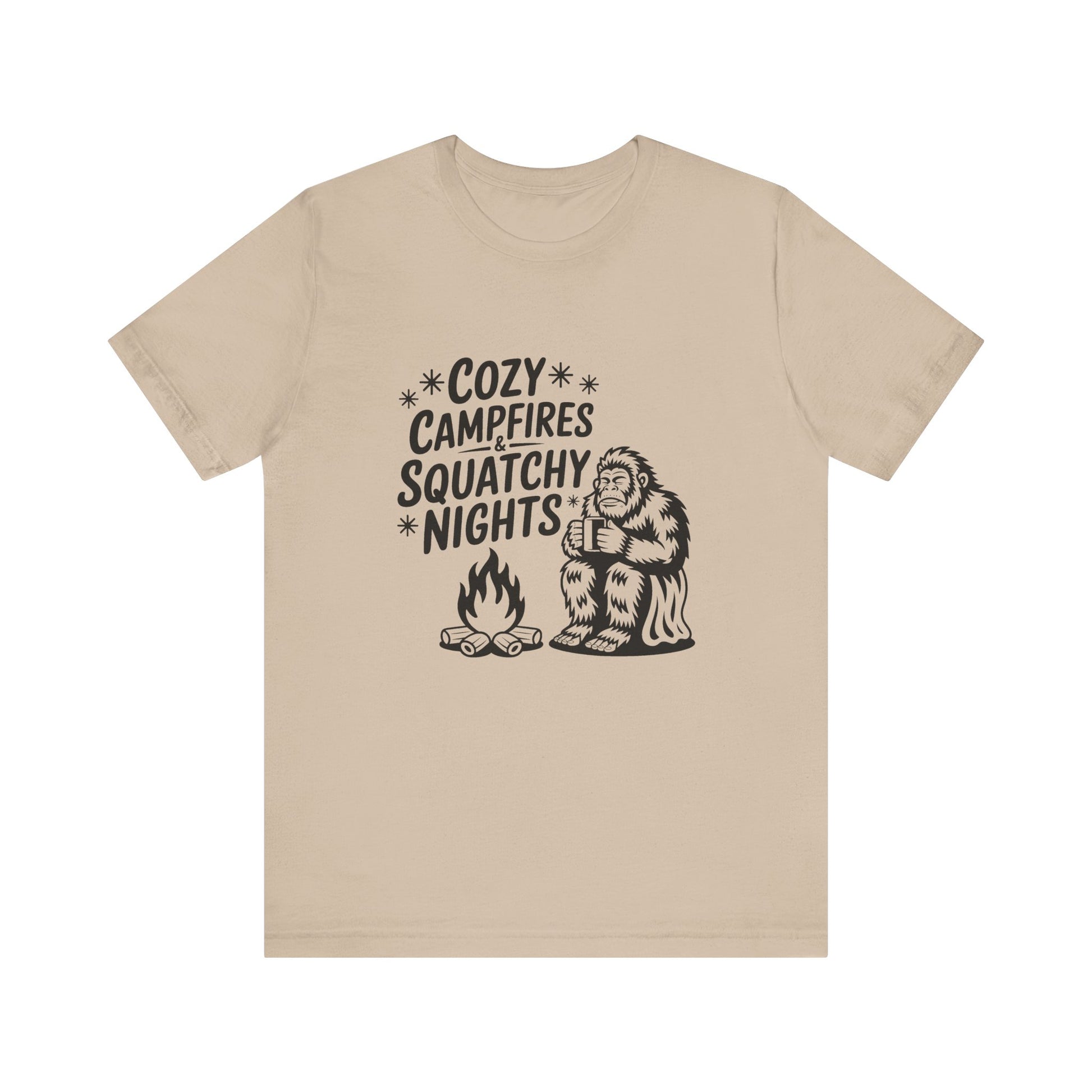 Cozy Campfires Squatchy Nights T-Shirt, Unisex Tee for Campers, Outdoor Adventures, Gifts for Nature Lovers, Summer BBQs, Funny Camping Tee - Harmonyandsage