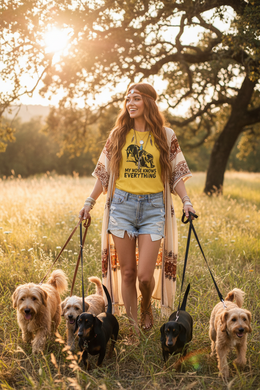Cute Dog-Themed Tee for Pet Lovers, Casual T-Shirt for Animal Lovers, Gift for Dog Owners, My Nose Knows Everything Shirt