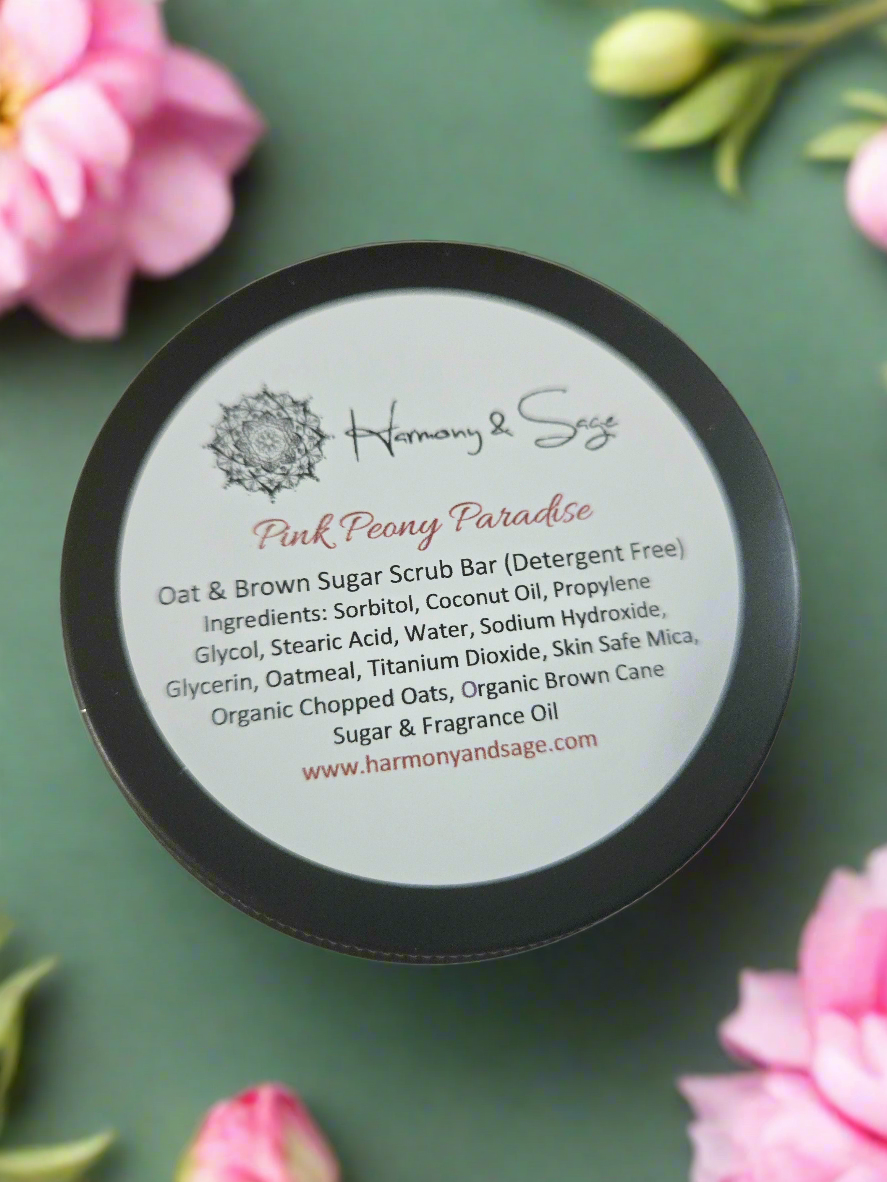 Pink Peony Paradise Oat Brown Sugar Scrub Bar (Detergent Free)
