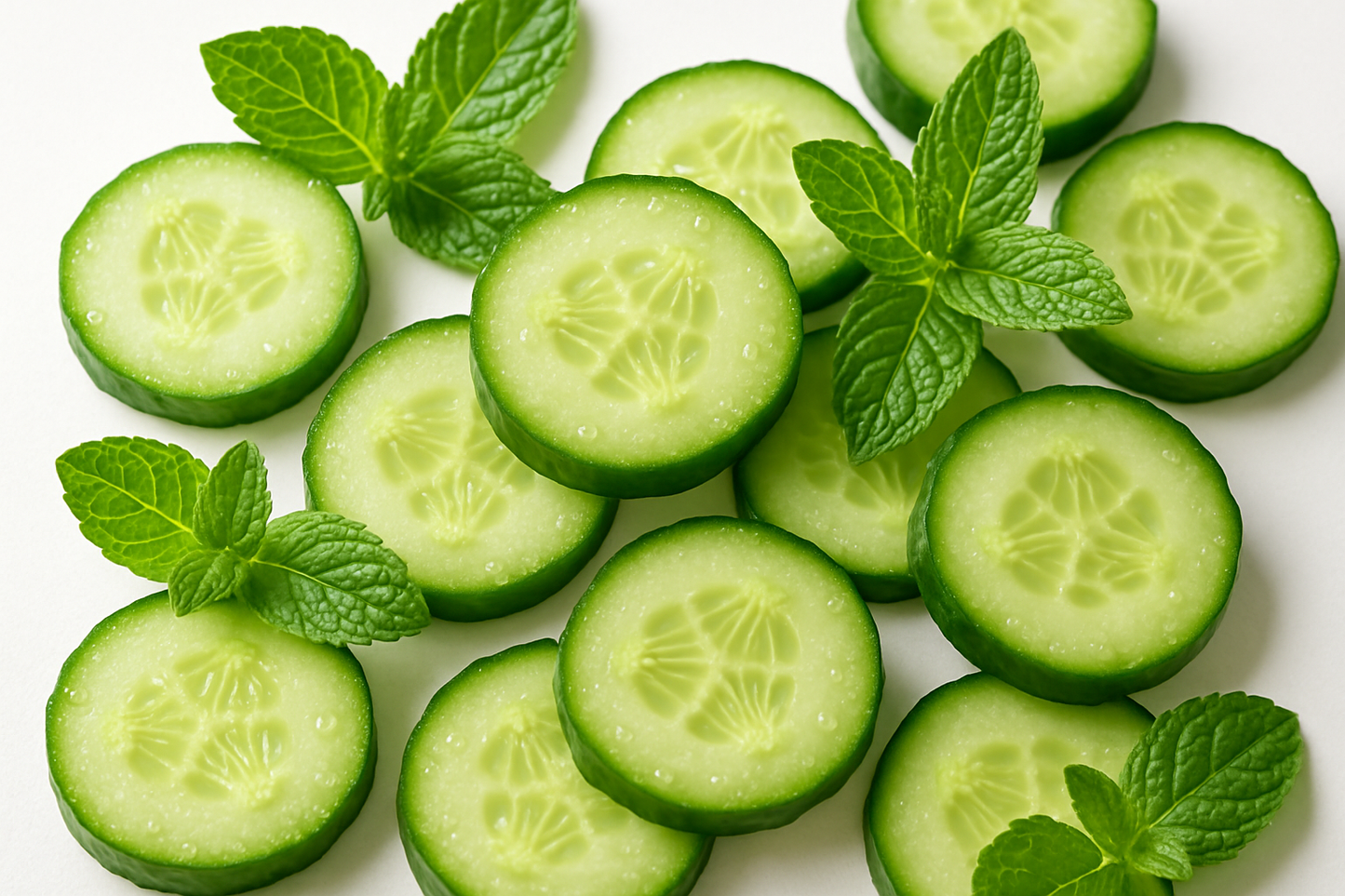 cucumber slices and fresh mint