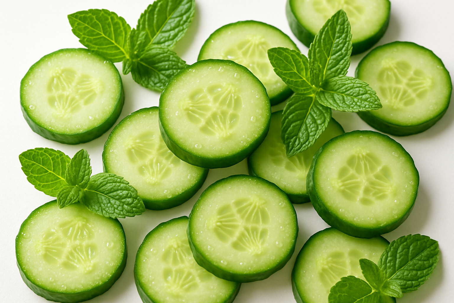 cucumber slices and fresh mint