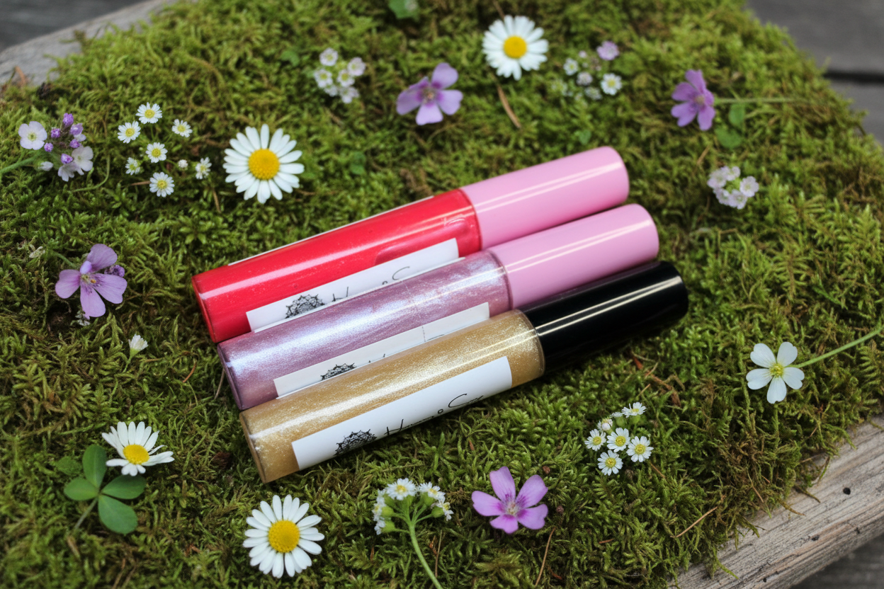 Lip Gloss, Olive Oil,  Sunflower Oil, Shimmer Gloss, Tinted, Mica