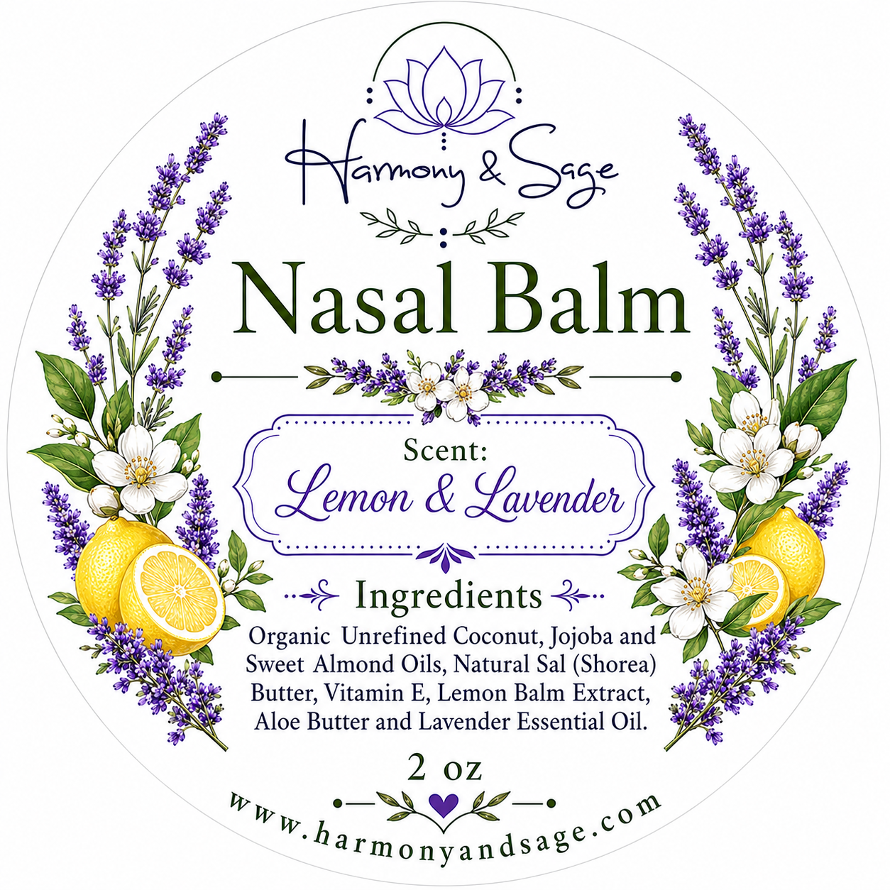 Nasal Balm, Moisturizing Balm, Dry Nose Balm, Winter Balm, Lavender Balm, Lemon Balm, Aloe Balm