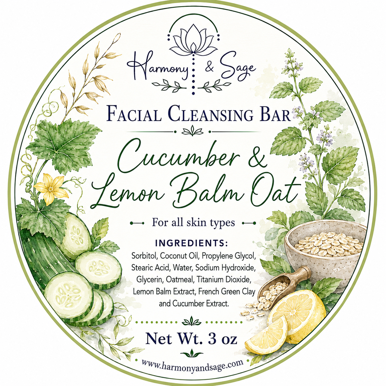 Facial Cleansing Bar (Detergent Free), Face Bar, Dry Skin Bar, All Skin Types