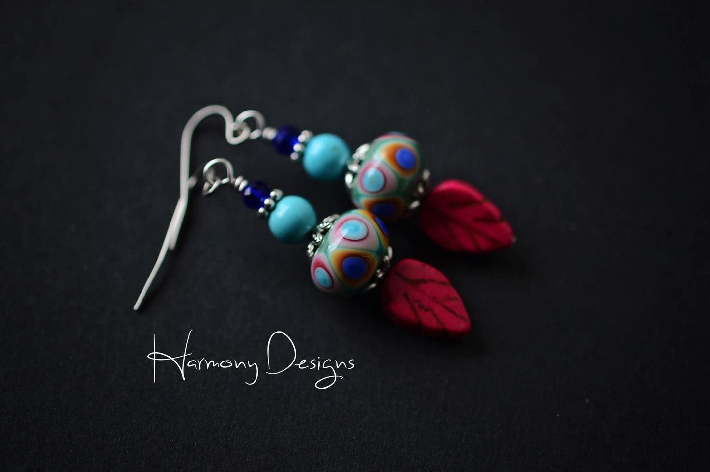 Lampwork Leaf Earrings, Clearance