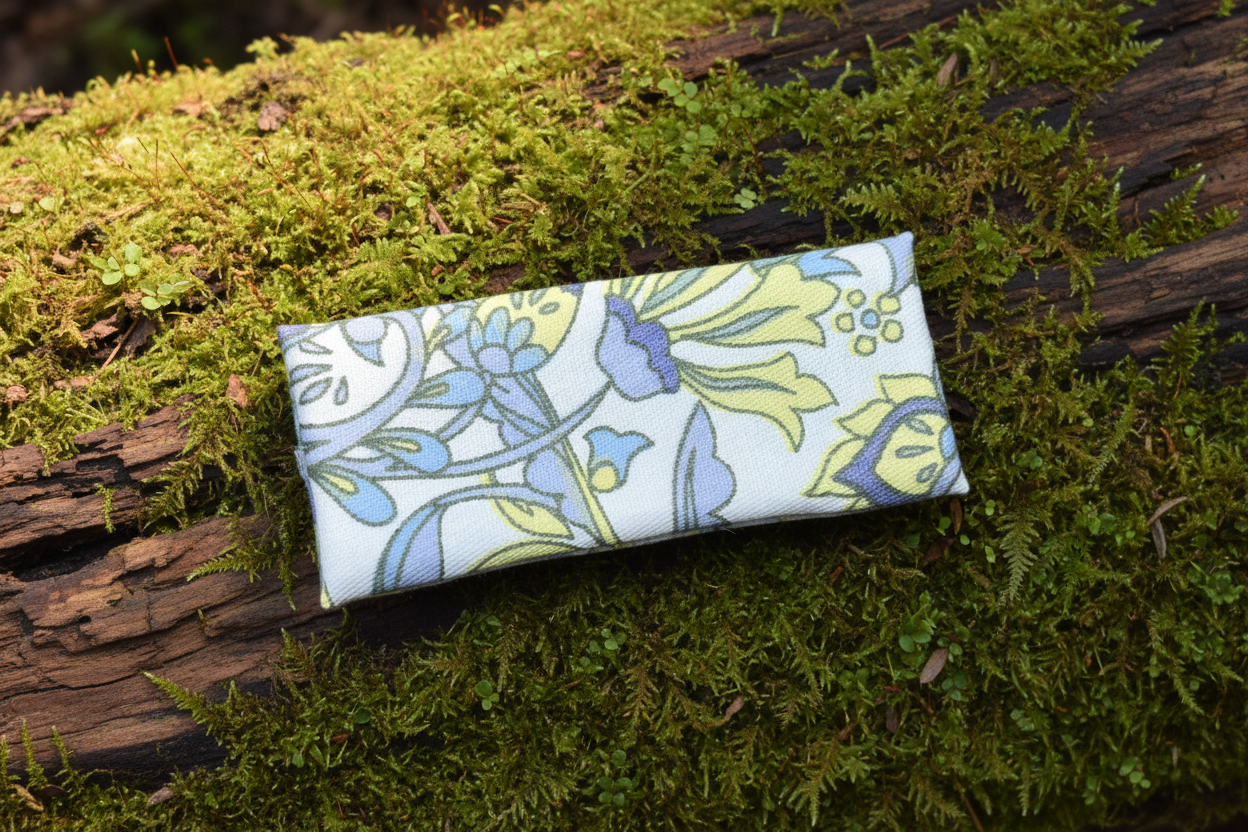 Yellow, Blue & White Floral Boho French Hair Clip, Fabric Clip, 2.50 Inch, Rectangle, Leather Lined Barrette - Harmonyandsage