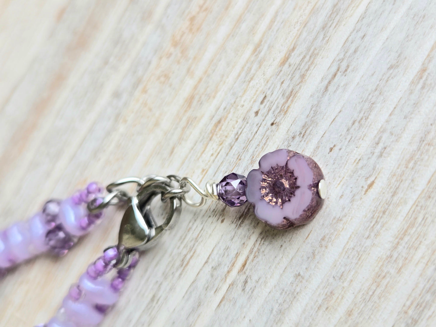 Amethyst & Lavender Zircon Handbeaded Healing Bracelet