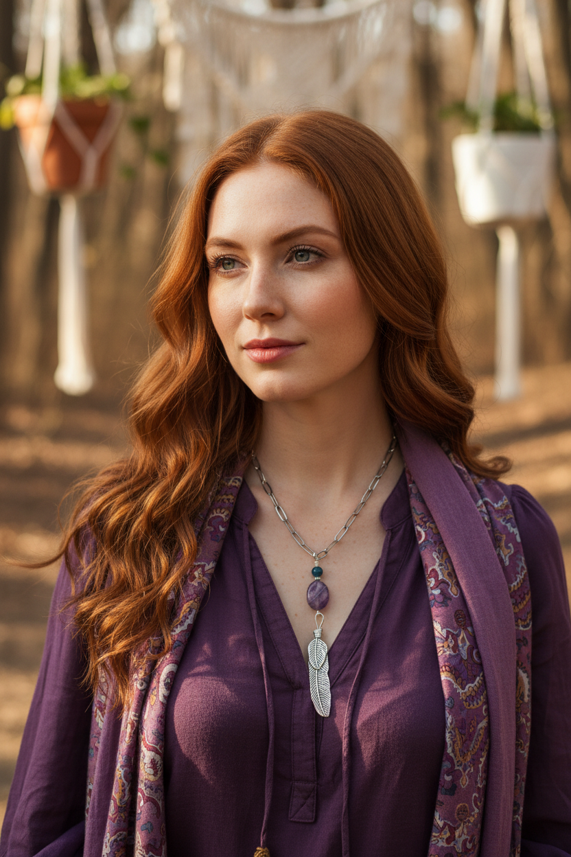 Paperclip Necklace, Steel Gemstone, Fluorite & Apatite