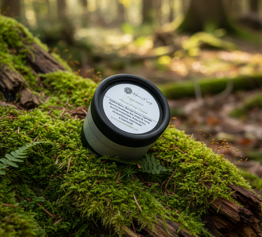 Peppermint Arnica Hemp Cream, Muscle Relief, Joint Pain, Horsetail, Aloe Vera. MSM