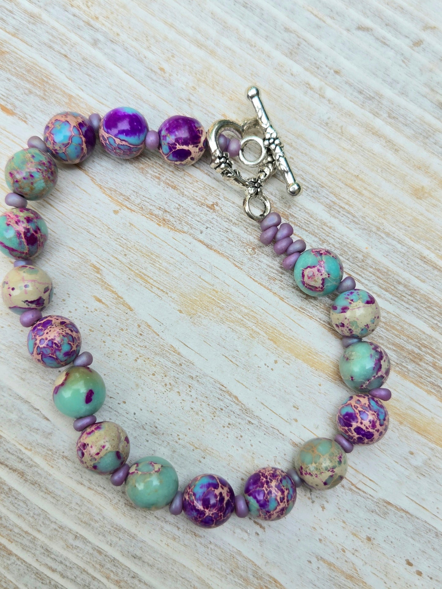 Purple Sea Sediment Jasper Healing Bracelet