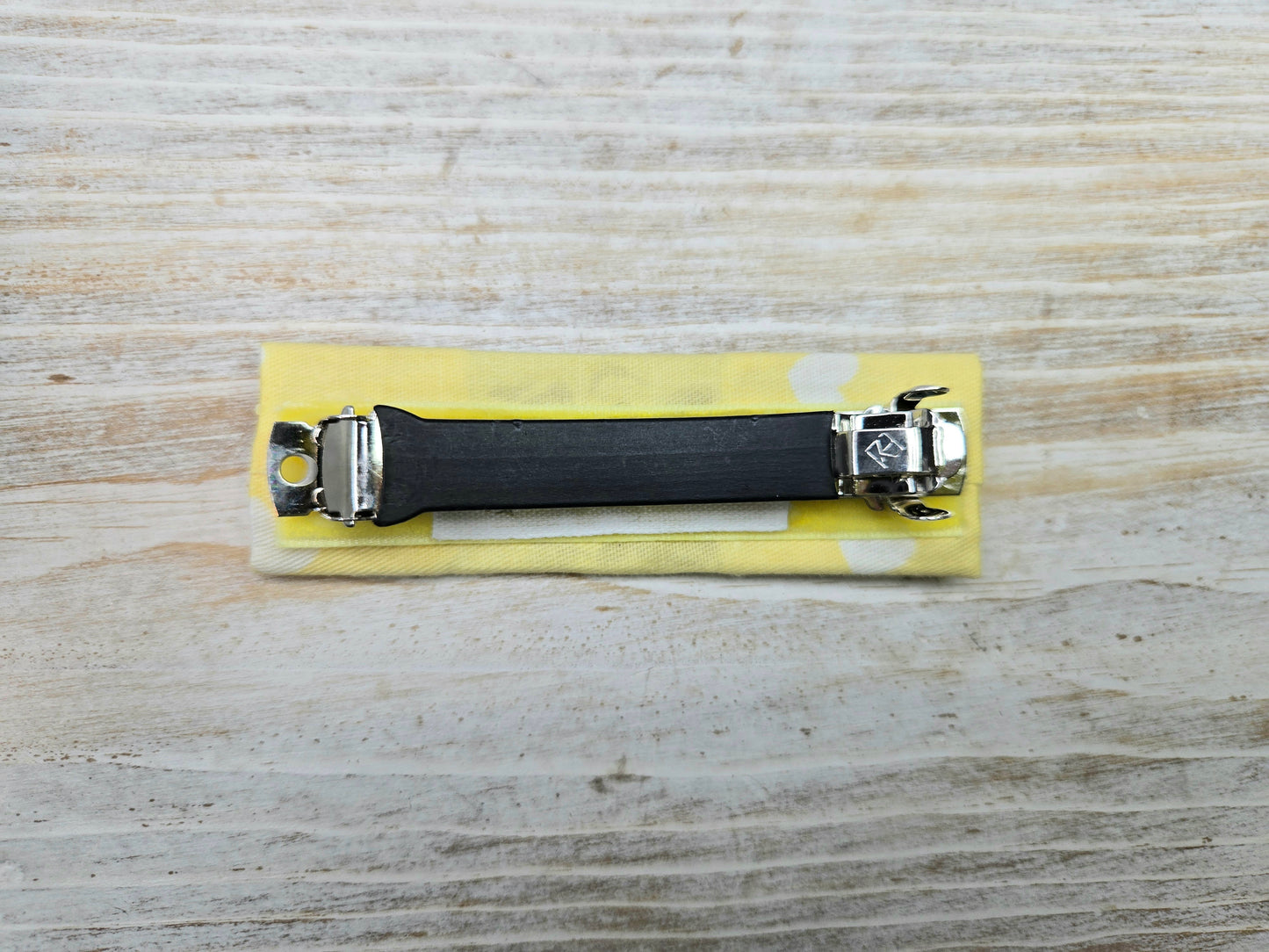 Yellow Hearts Boho French Hair Clip, Fabric Clip, 3.25 Inch, Rectangle, Leather Lined Barrette - Harmonyandsage