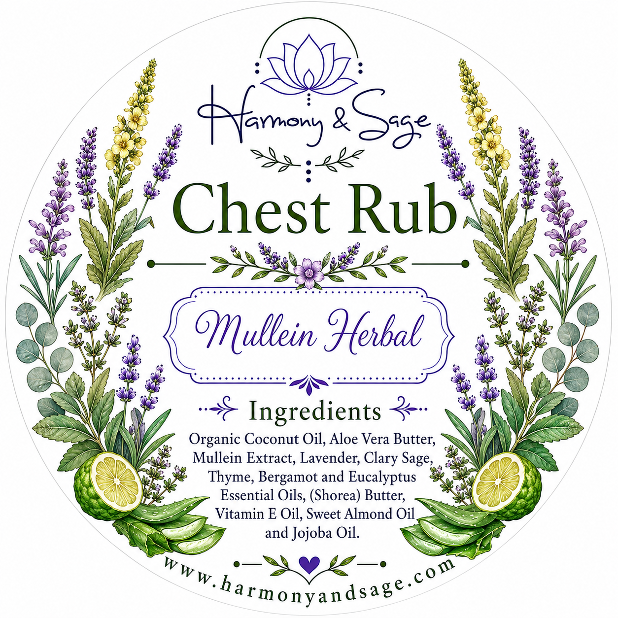 Mullein Herbal Chest Rub with Lavender & Sage, Thyme Balm, Bergamot Balm, Essential Oil Balm, Skin Balm, Chest Balm, Eucalyptus Balm