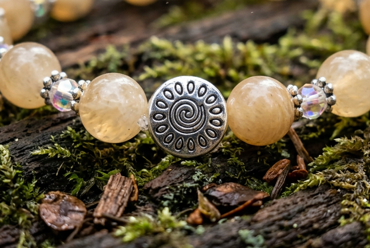Quartz & Czech Beaded Bracelet,  Healing, Balance,  Small