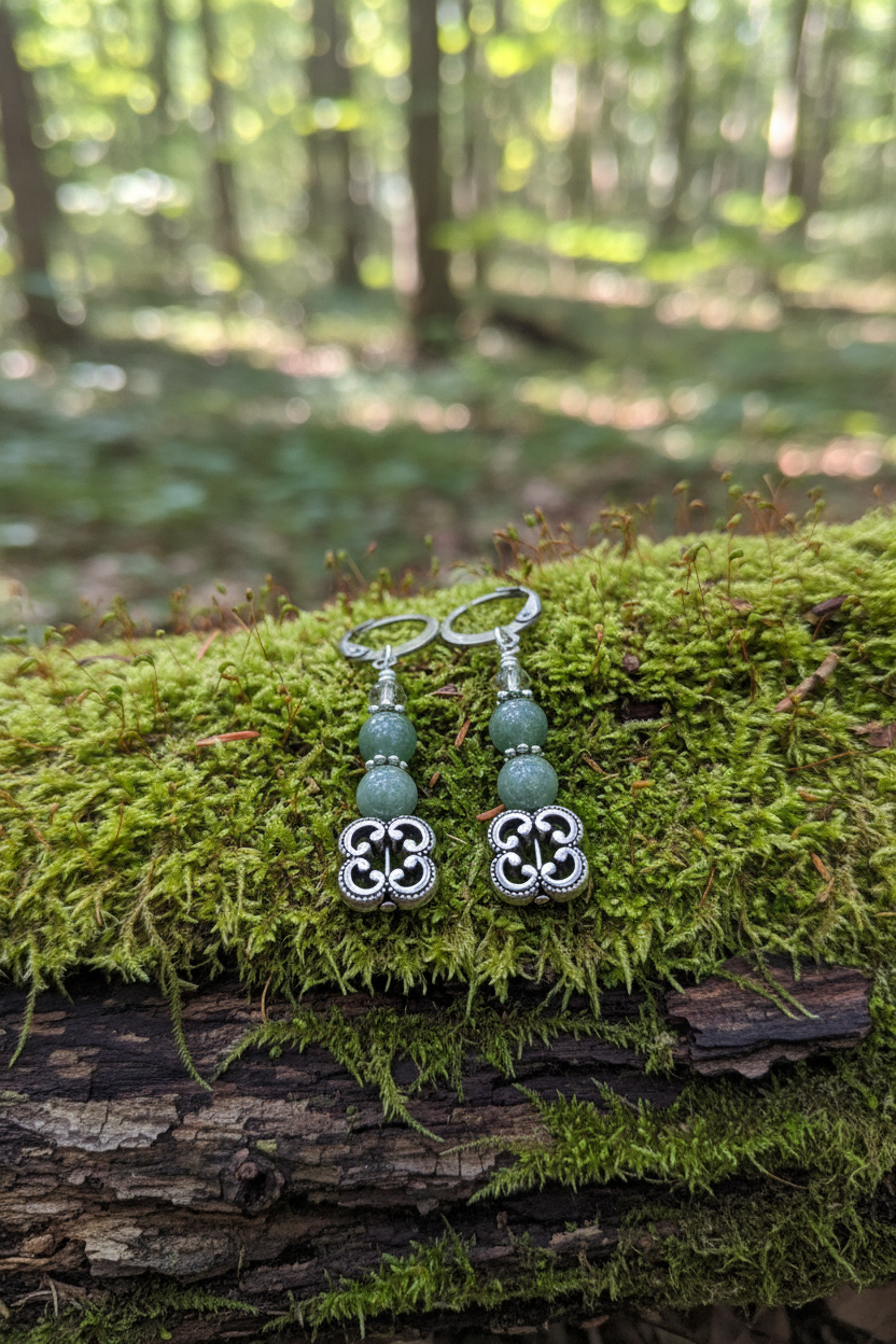 Burma Jade Earrings, Jade, Green Earrings,  Healing Jewelry, Bohemian Style, Steel Earrings