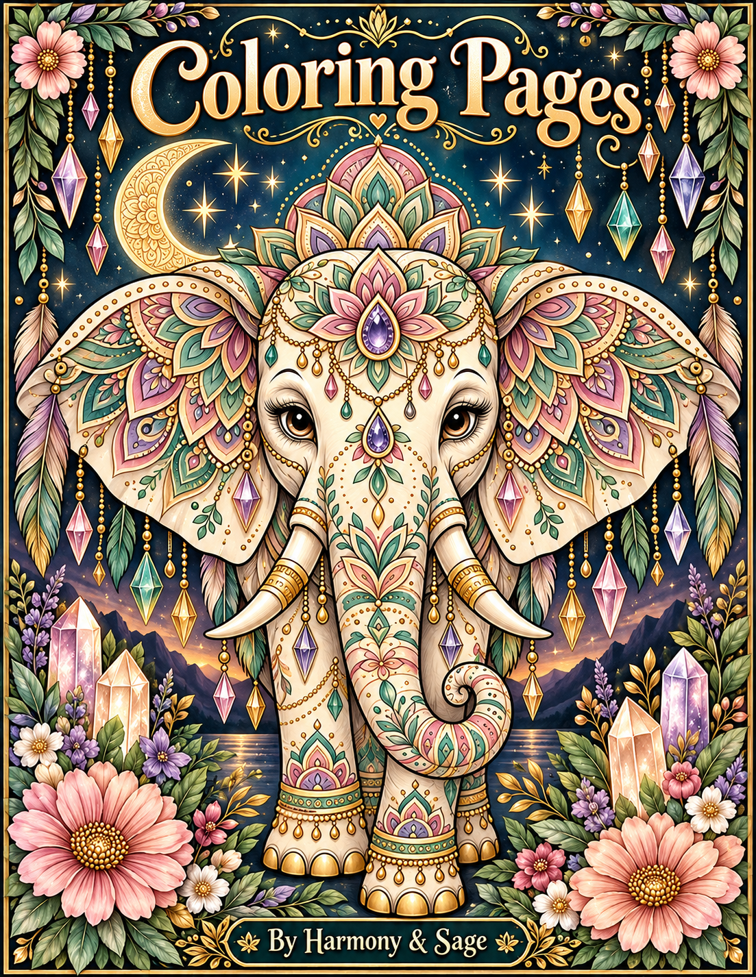 Digital Coloring Pages,  Adult Coloring Art, Boho Animals, Relaxation