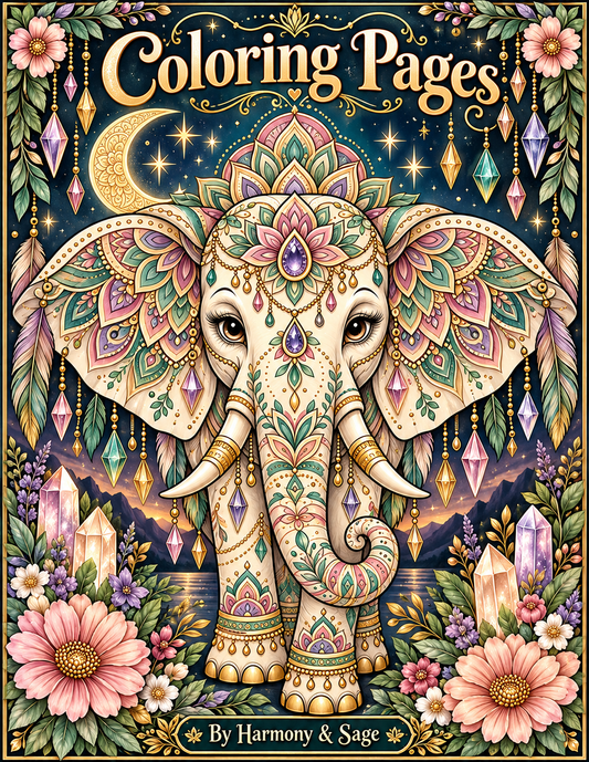 Digital Coloring Pages,  Adult Coloring Art, Boho Animals, Relaxation