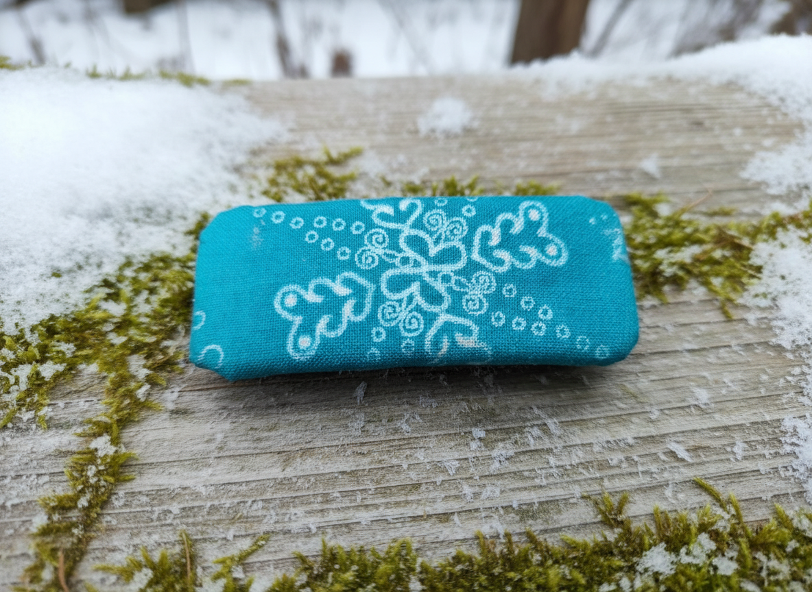 Snowflake French Fabric Hair Clip, Winter Hair Clip, 2.5 Inch, Rectangle