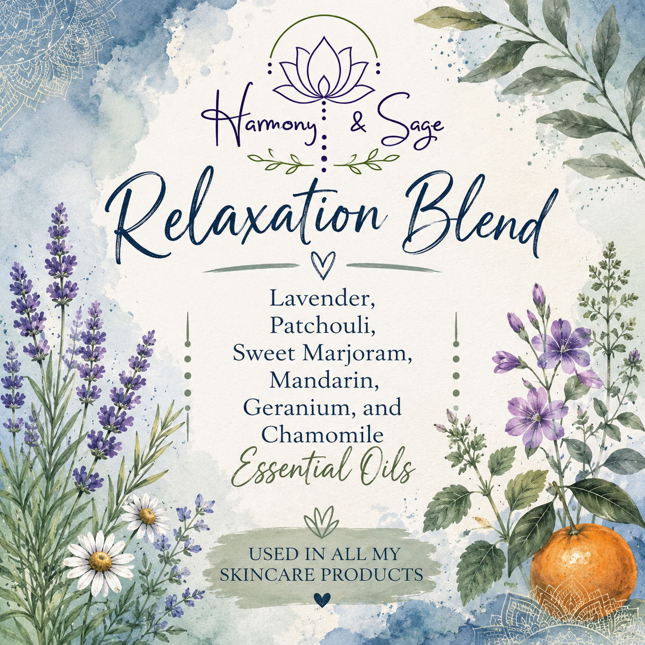 Relaxation Blend Oatmeal Soap (Detergent Free), Oatmeal Soap, Lavender, Patchouli, Sweet Marjoram, Mandarin, Geranium, and Chamomile